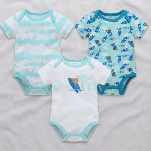 שלישיית אוברולים כחול ים - בנים